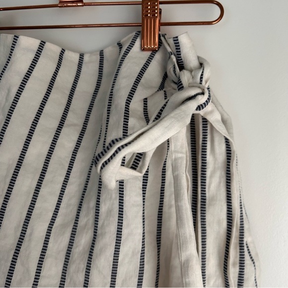 Theory linen cotton wrap tie split striped mini skirt - Picture 4 of 7